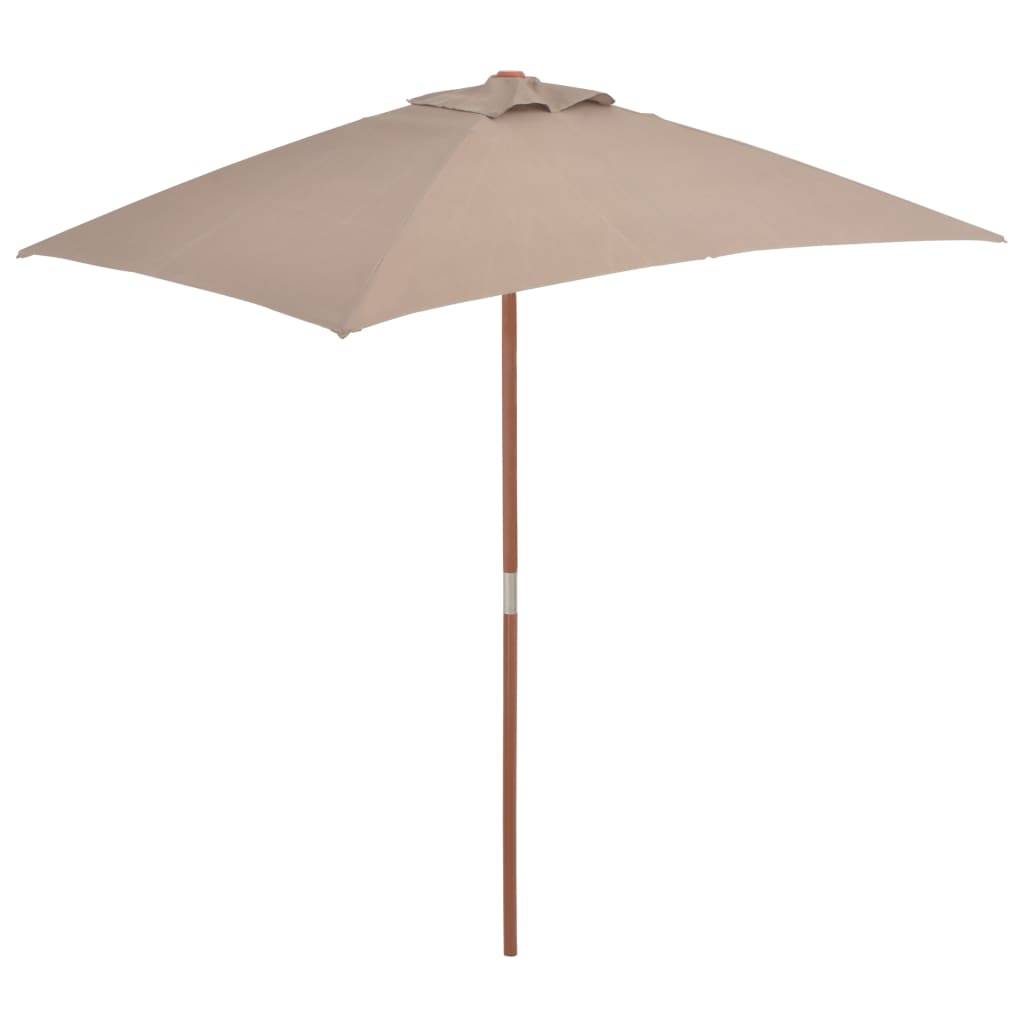 Helloshop26 - Parasol avec mât en bois 150 x 200 cm taupe - Imagen 1