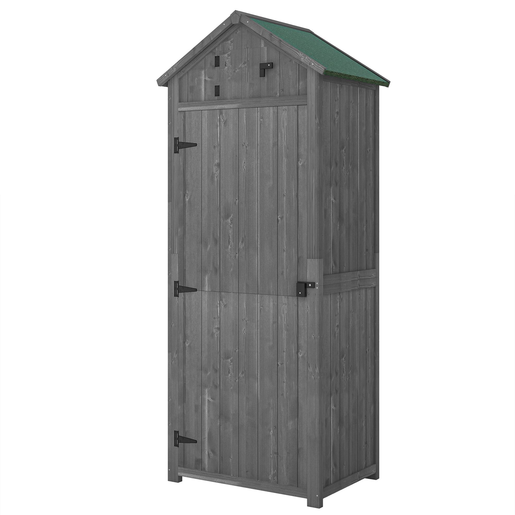 Abri de jardin bois avec étagères 77x54,2x179 cm gris vert - Image 2