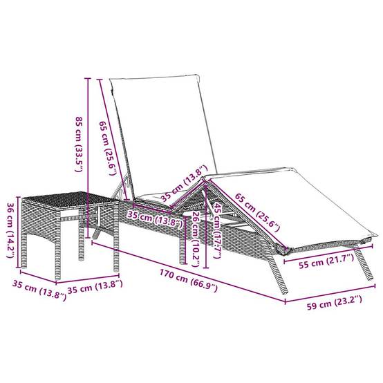 ComfortXL - Set 2 Transats Poly Rotin Coussins Bleu Marine Terrasse Gris – ComfortXL Outdoor Living - Image 6