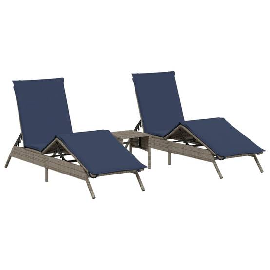 ComfortXL - Set 2 Transats Poly Rotin Coussins Bleu Marine Terrasse Gris – ComfortXL Outdoor Living - Image 2
