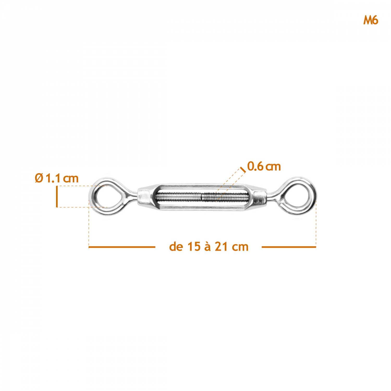 Lot de 20 tendeurs de fil réglables en acier inoxydable - Double oeillets - M6 - Linxor - Image 2