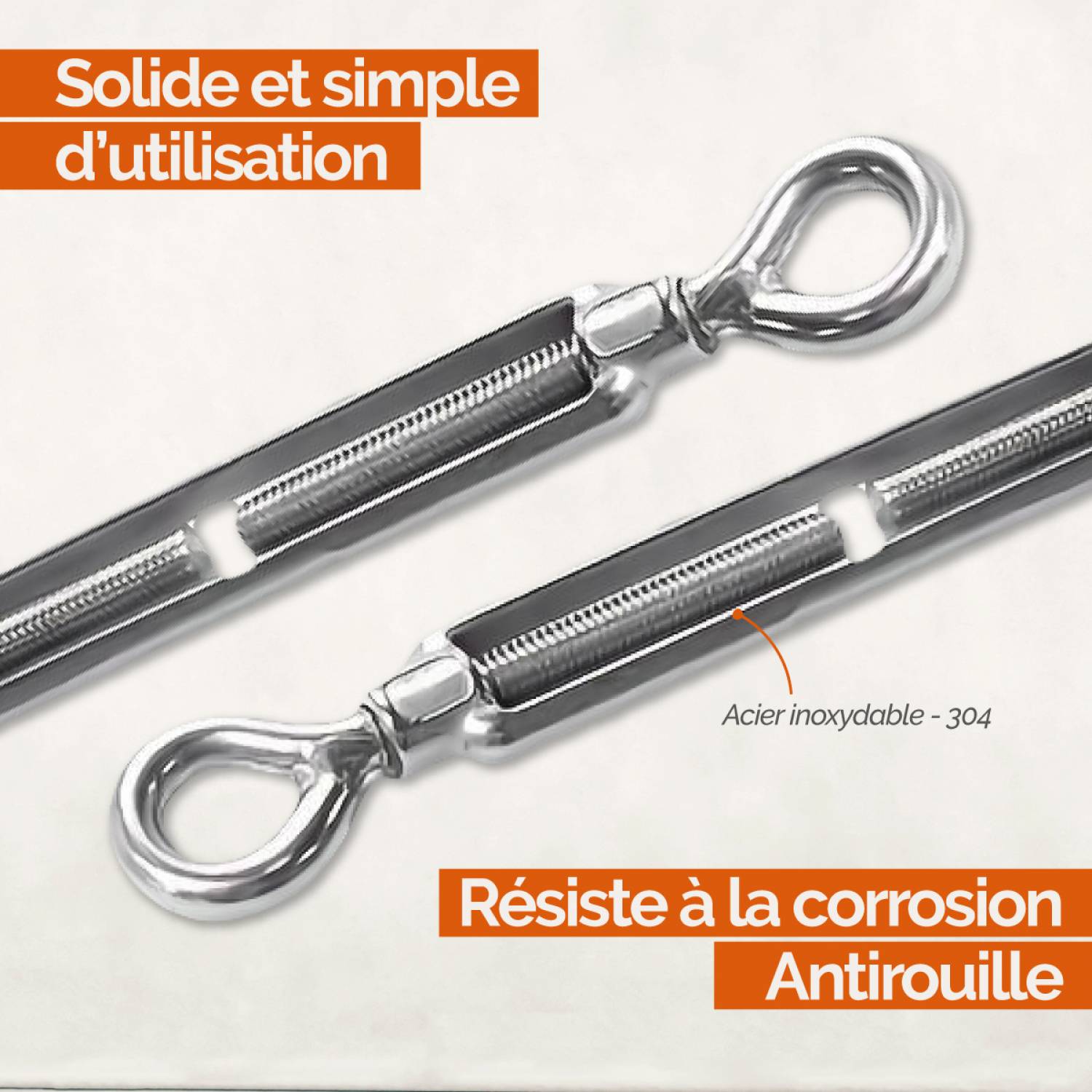 Lot de 20 tendeurs de fil réglables en acier inoxydable - Double oeillets - M6 - Linxor - Image 3