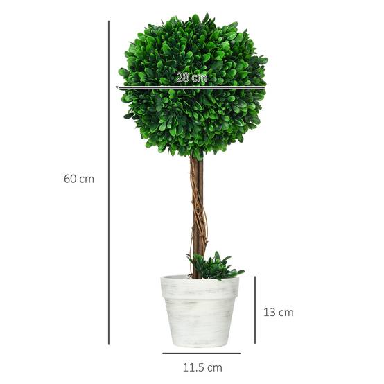 Lot 2 Buis Artificiels Boule Plastique Intérieur Extérieur 60cm Vert - ComfortXL Outdoor Living - Image 5