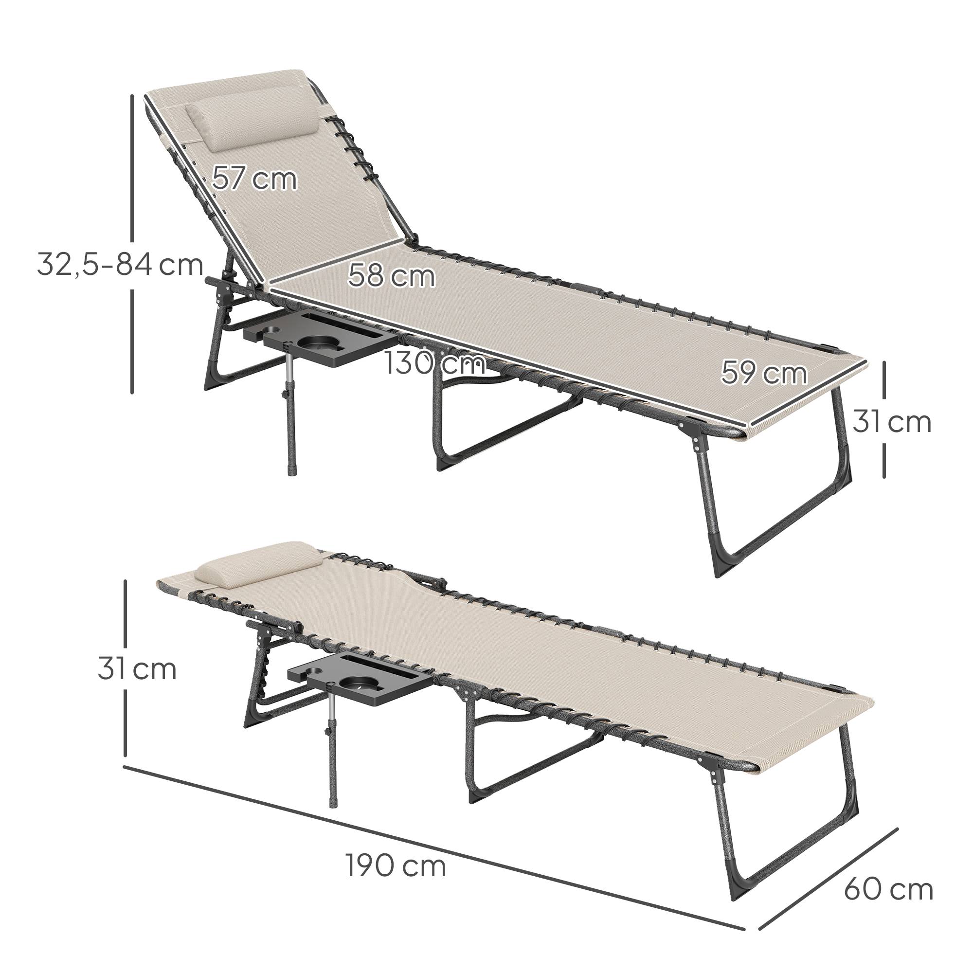 ComfortXL - Bain de soleil pliant Tissu Oxford Jardin Dossier réglable 190x60cm Crème - ComfortXL Outdoor Living - Image 5