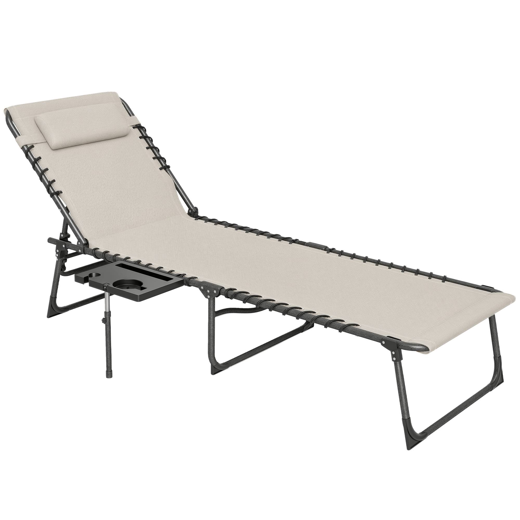 ComfortXL - Bain de soleil pliant Tissu Oxford Jardin Dossier réglable 190x60cm Crème - ComfortXL Outdoor Living