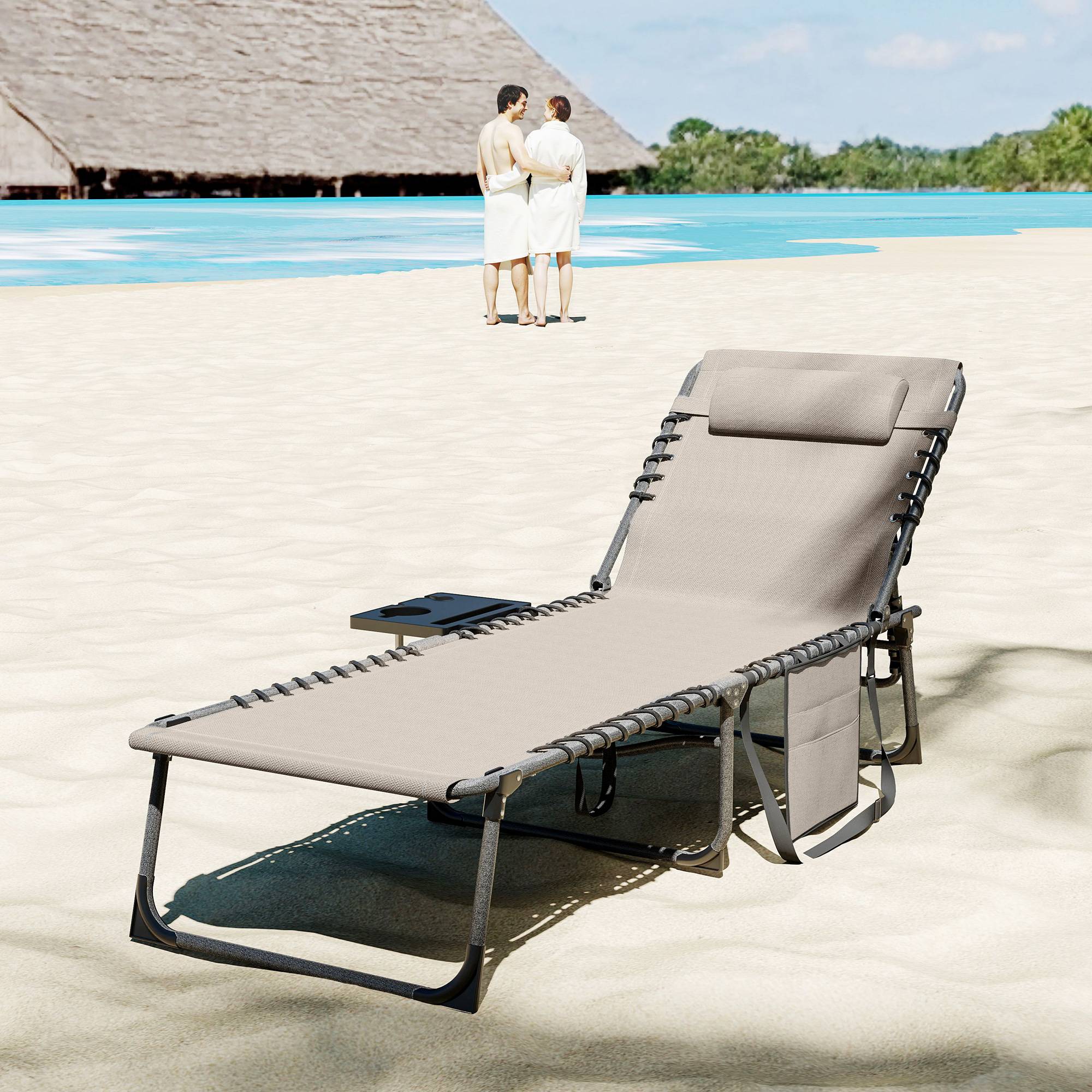ComfortXL - Bain de soleil pliant Tissu Oxford Jardin Dossier réglable 190x60cm Crème - ComfortXL Outdoor Living - Image 10