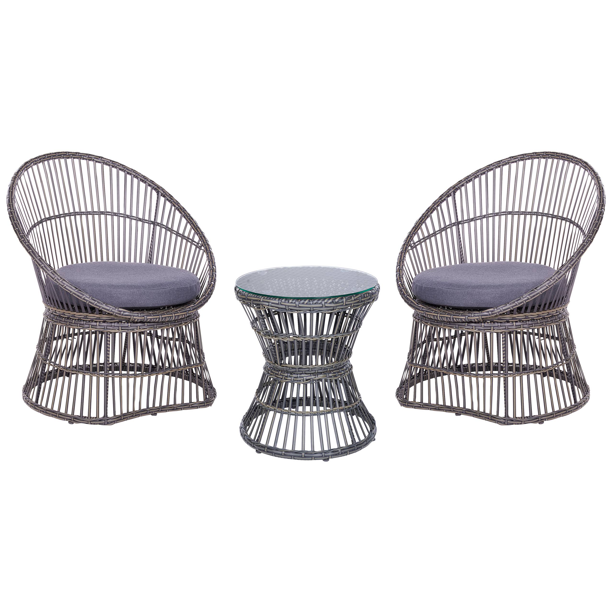 Beliani - Set de bistrot, 2 Personnes Polyrotin Taupe MESYNA - Beliani - Imagen 2