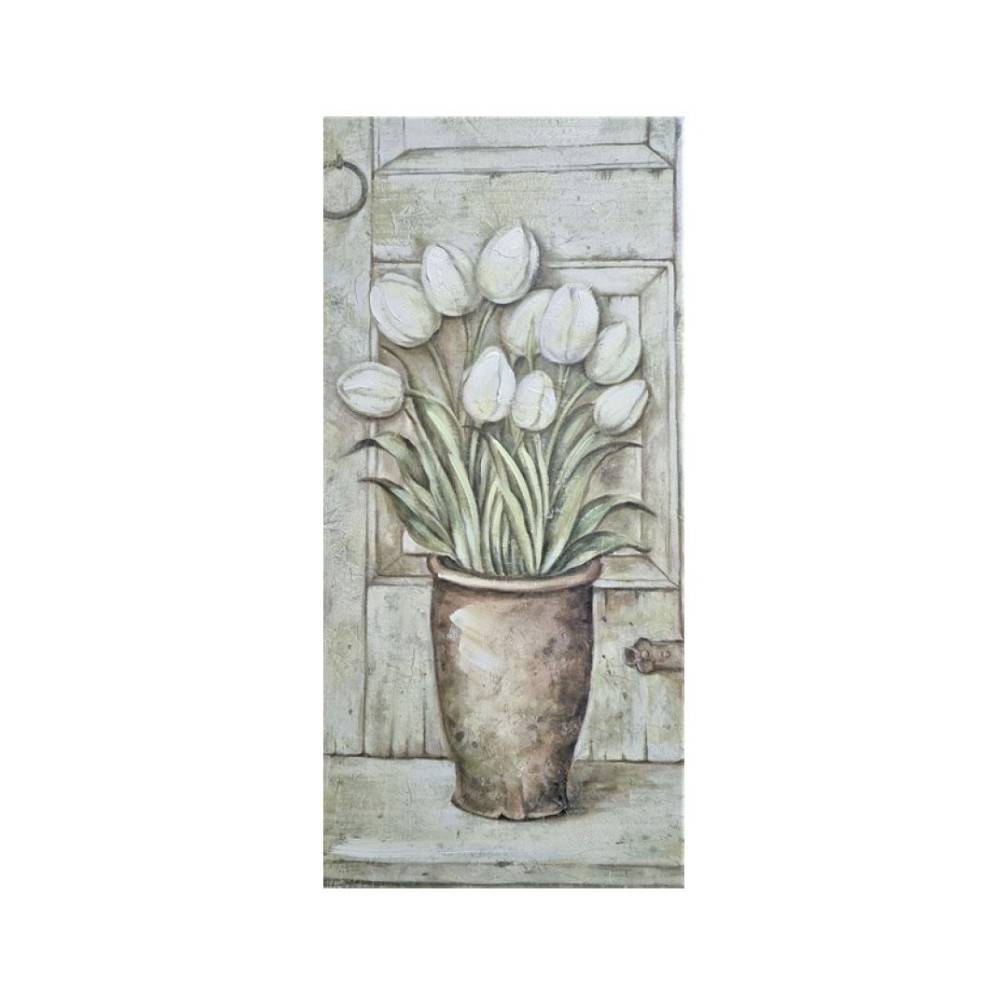 Tableau en bois multicolore tulipes 30.5 x 61 cm Chemin de campagne - Image 1
