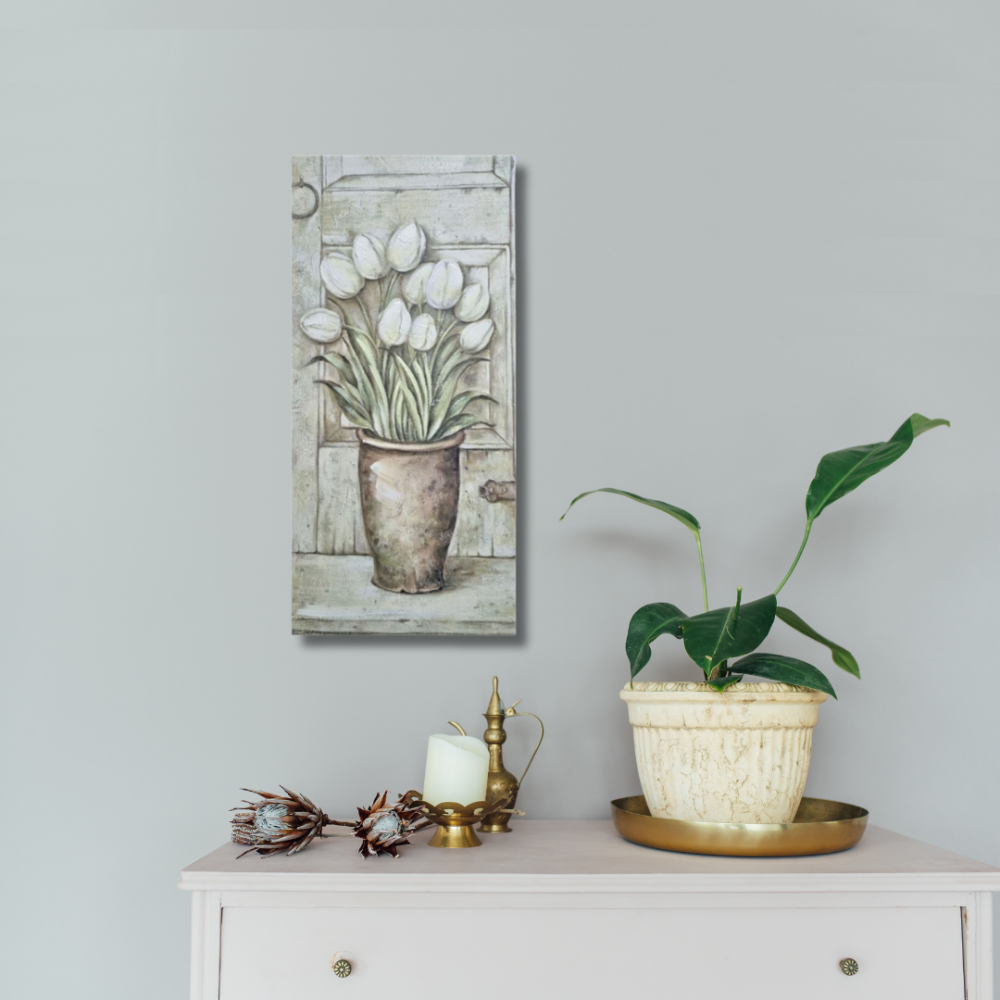 Tableau en bois multicolore tulipes 30.5 x 61 cm Chemin de campagne - Image 2