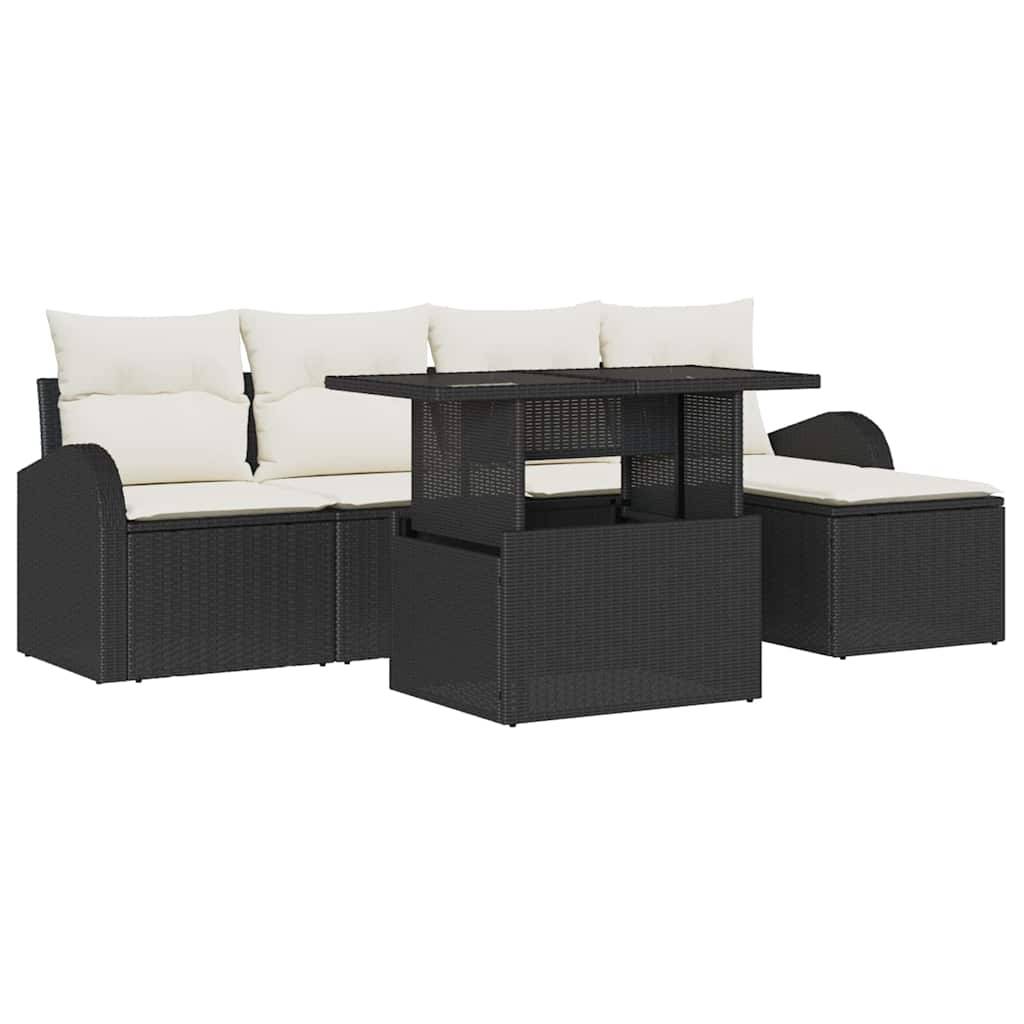 ComfortXL - Salon de jardin 6 pièces avec repose-pieds et table hauteur ajustable Noir – ComfortXL Outdoor Living - Image 2
