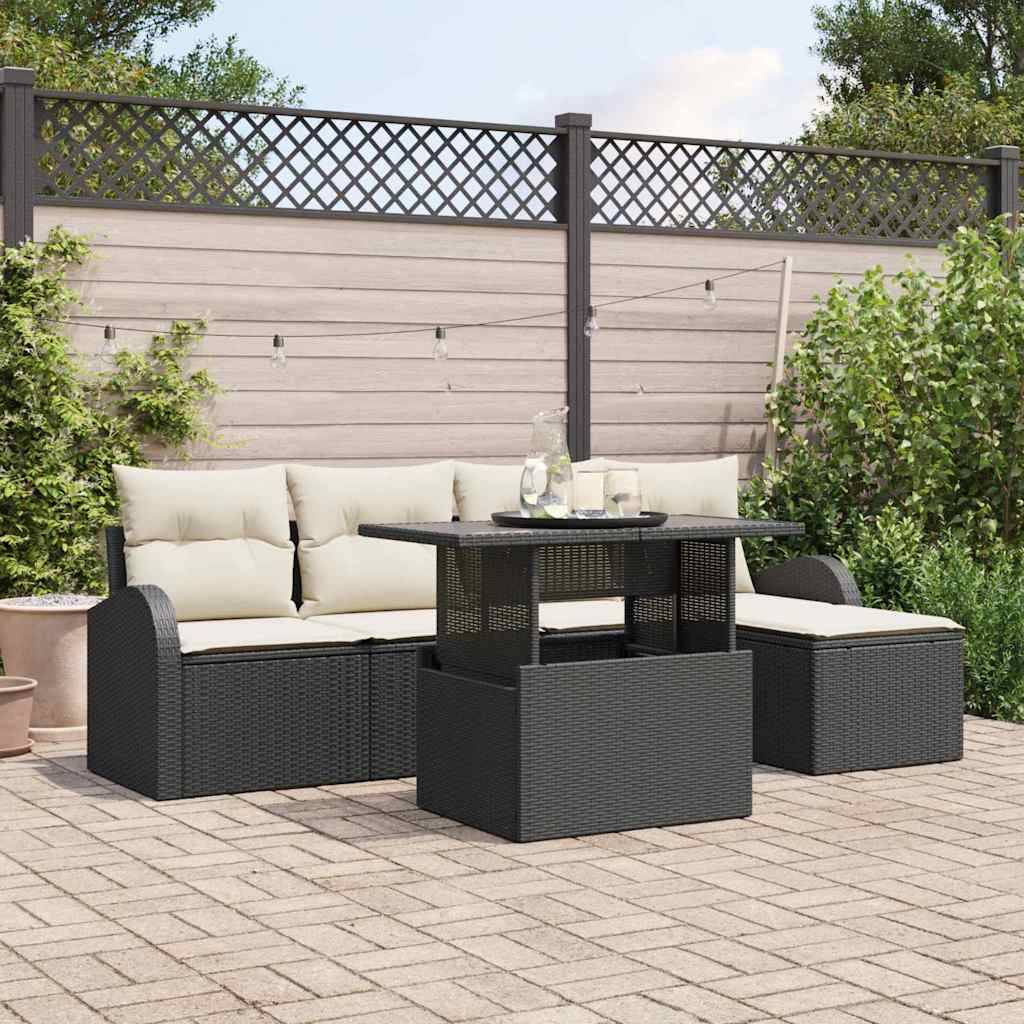 ComfortXL - Salon de jardin 6 pièces avec repose-pieds et table hauteur ajustable Noir – ComfortXL Outdoor Living - Image 1