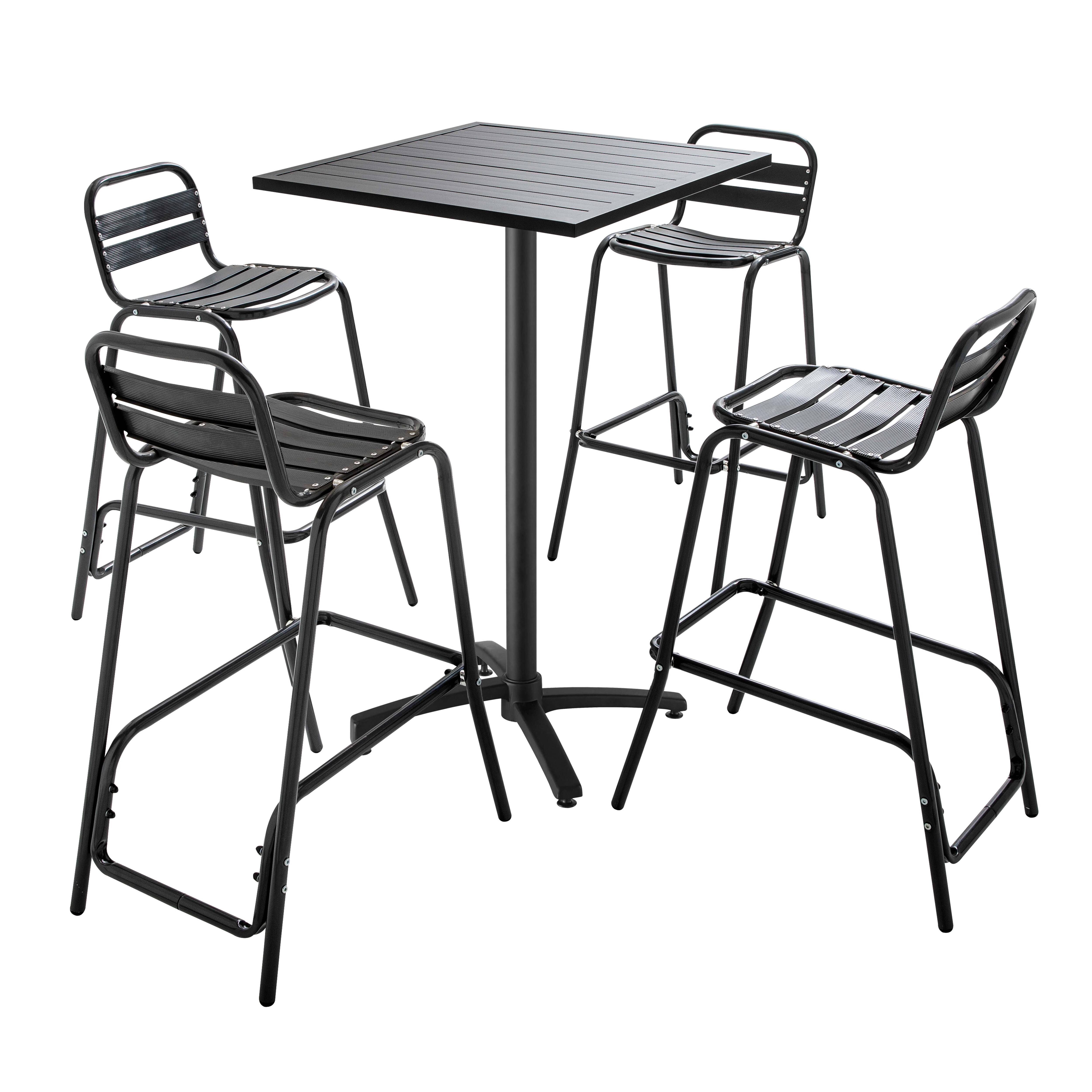 Oviala - Table de jardin mange-debout et 4 chaises en aluminium gris Cardiff - Oviala - Imagen 1