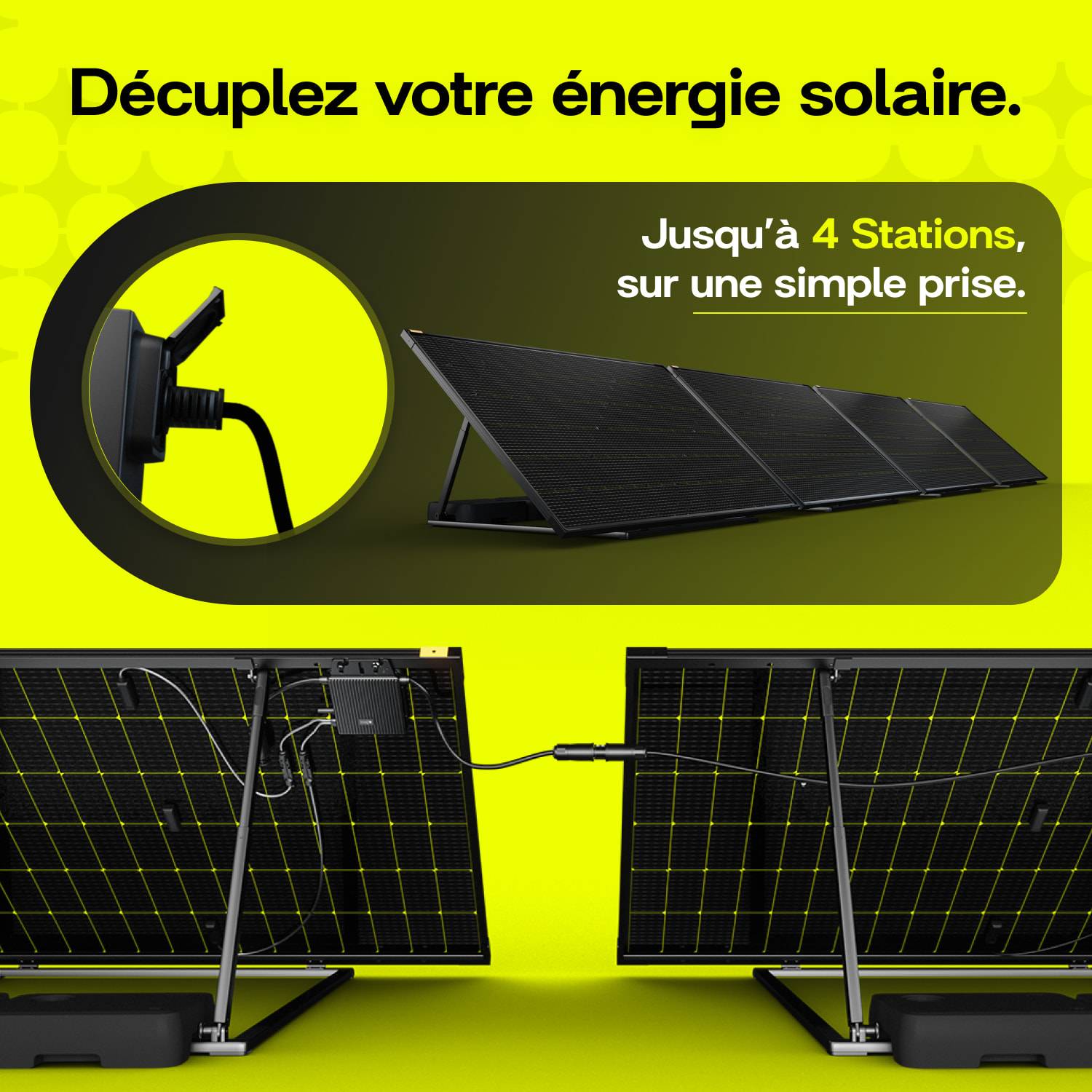 Sunology PLAY2 - Kit 3 panneaux solaires complet 1380W bifacial – 3 Stations solaire livrées totalement assemblées – Installation au sol ou au mur - Image 6