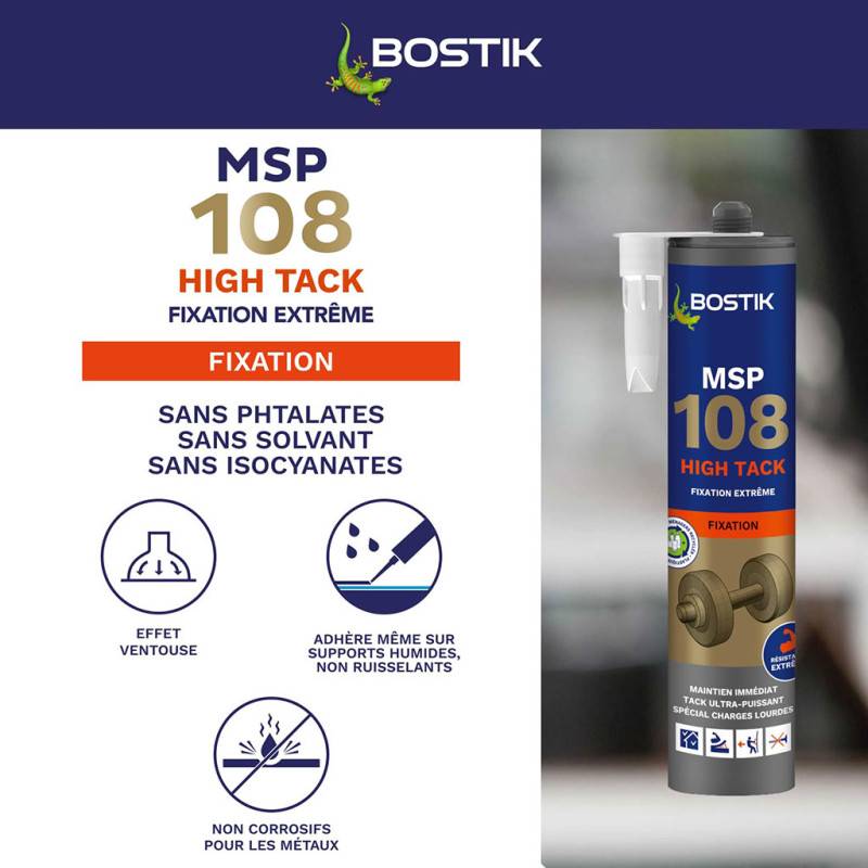 Bostik - BOSTIK MSP 108 HIGH TACK Mastic polymère pour fixations extrêmes 290ml Blanc - Image 4