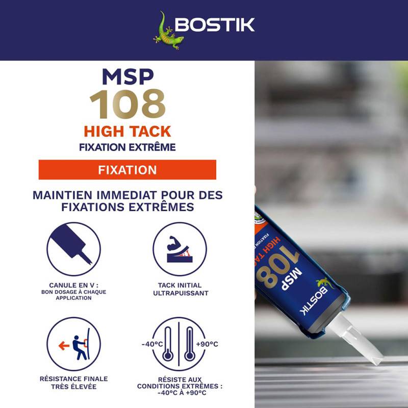Bostik - BOSTIK MSP 108 HIGH TACK Mastic polymère pour fixations extrêmes 290ml Blanc - Image 3