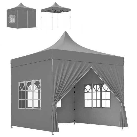 ComfortXL - Tonnelle pliante Oxford pour jardin et réception protection UV hauteur réglable 3x3m gris - ComfortXL Outdoor Living - Image 1