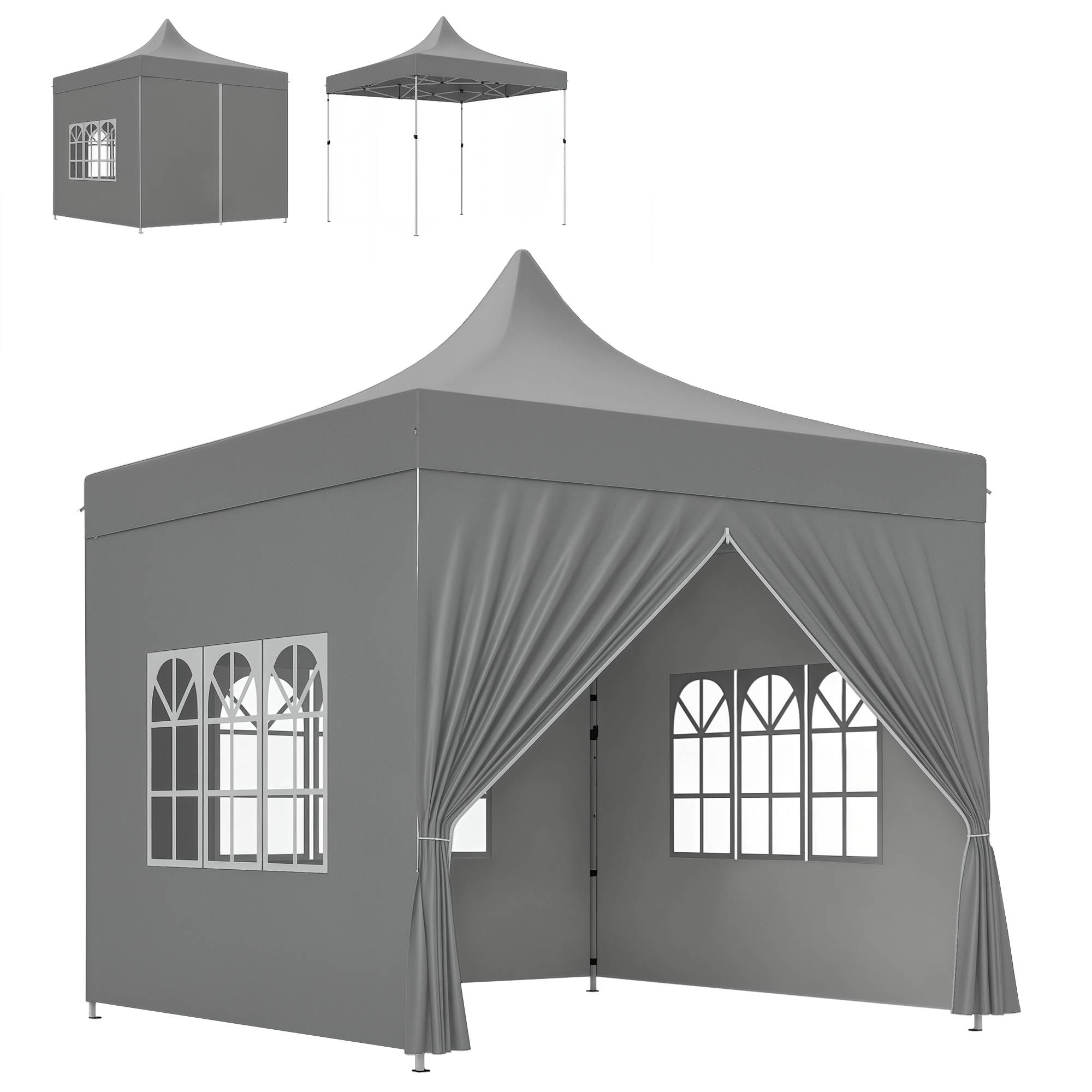 ComfortXL - Tonnelle pliante Oxford pour jardin et réception protection UV hauteur réglable 3x3m gris - ComfortXL Outdoor Living - Image 1