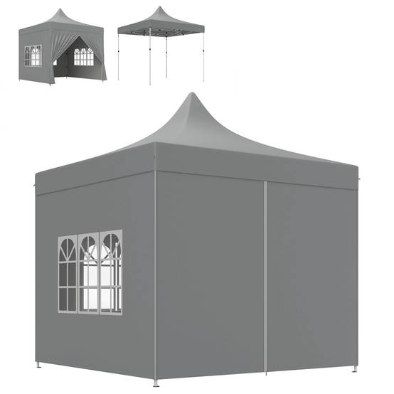 ComfortXL - Tonnelle pliante Oxford pour jardin et réception protection UV hauteur réglable 3x3m gris - ComfortXL Outdoor Living - Image 2