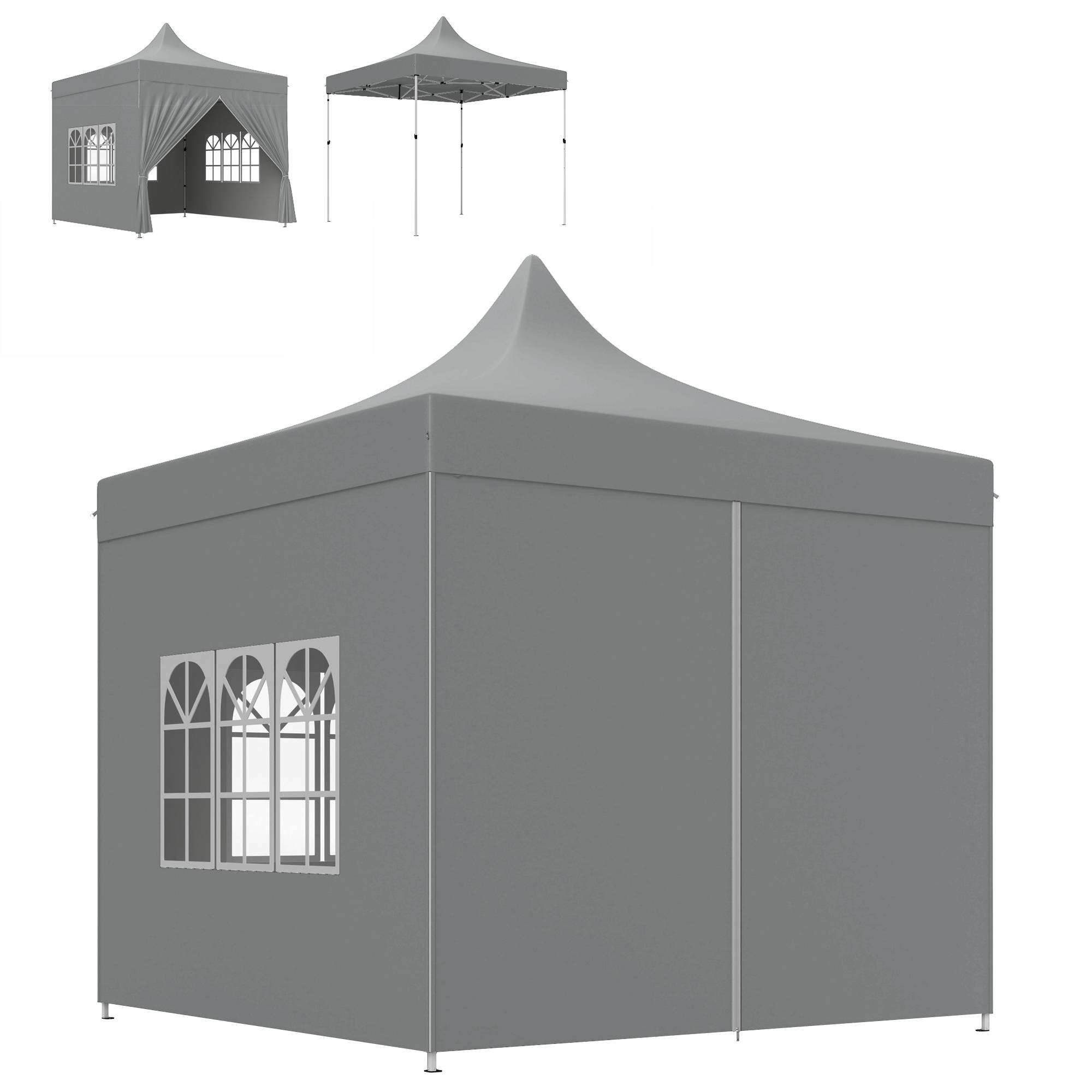 ComfortXL - Tonnelle pliante Oxford pour jardin et réception protection UV hauteur réglable 3x3m gris - ComfortXL Outdoor Living - Image 2