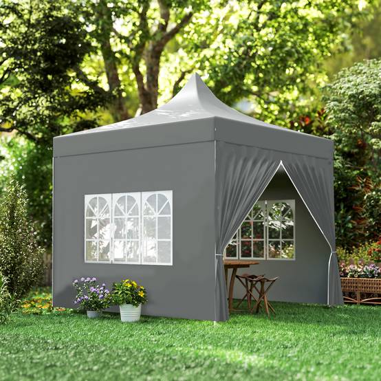 ComfortXL - Tonnelle pliante Oxford pour jardin et réception protection UV hauteur réglable 3x3m gris - ComfortXL Outdoor Living - Image 10