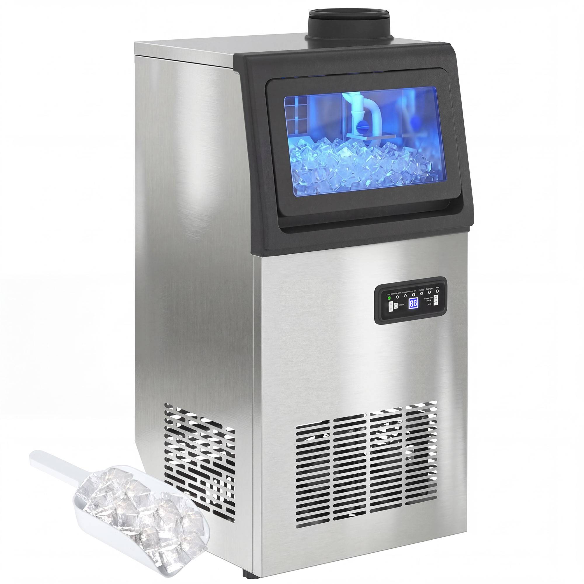 Machine à glaçons commerciale 36kg/24h, acier inoxydable, réserve 5,5kg, 36 glaçons en 10min - Image 1