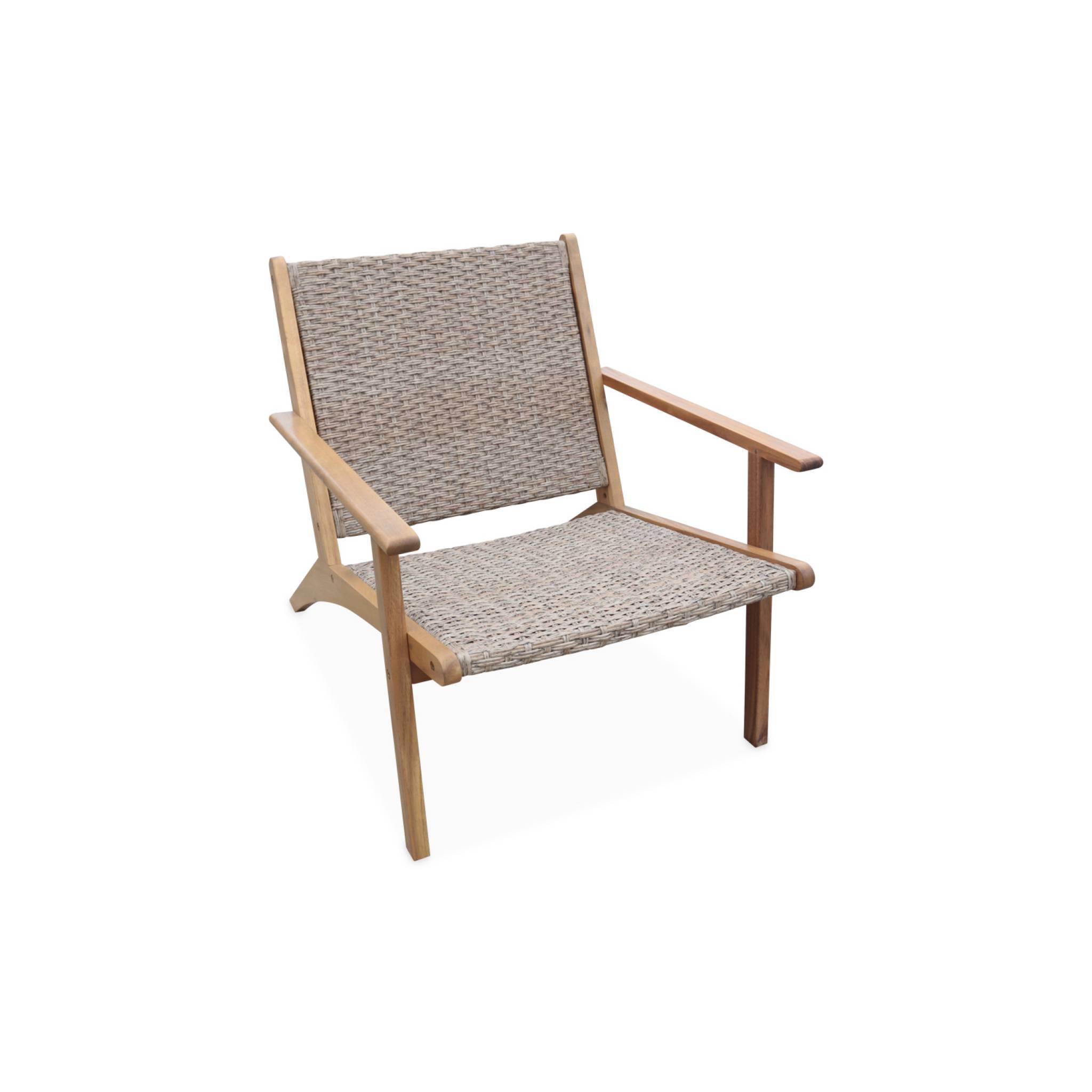sweeek - Fauteuil relax en bois d'acacias et résine. dossier et assise effet paillage. 62 x 78 x 67 cm BELIZE | sweeek - Image 2