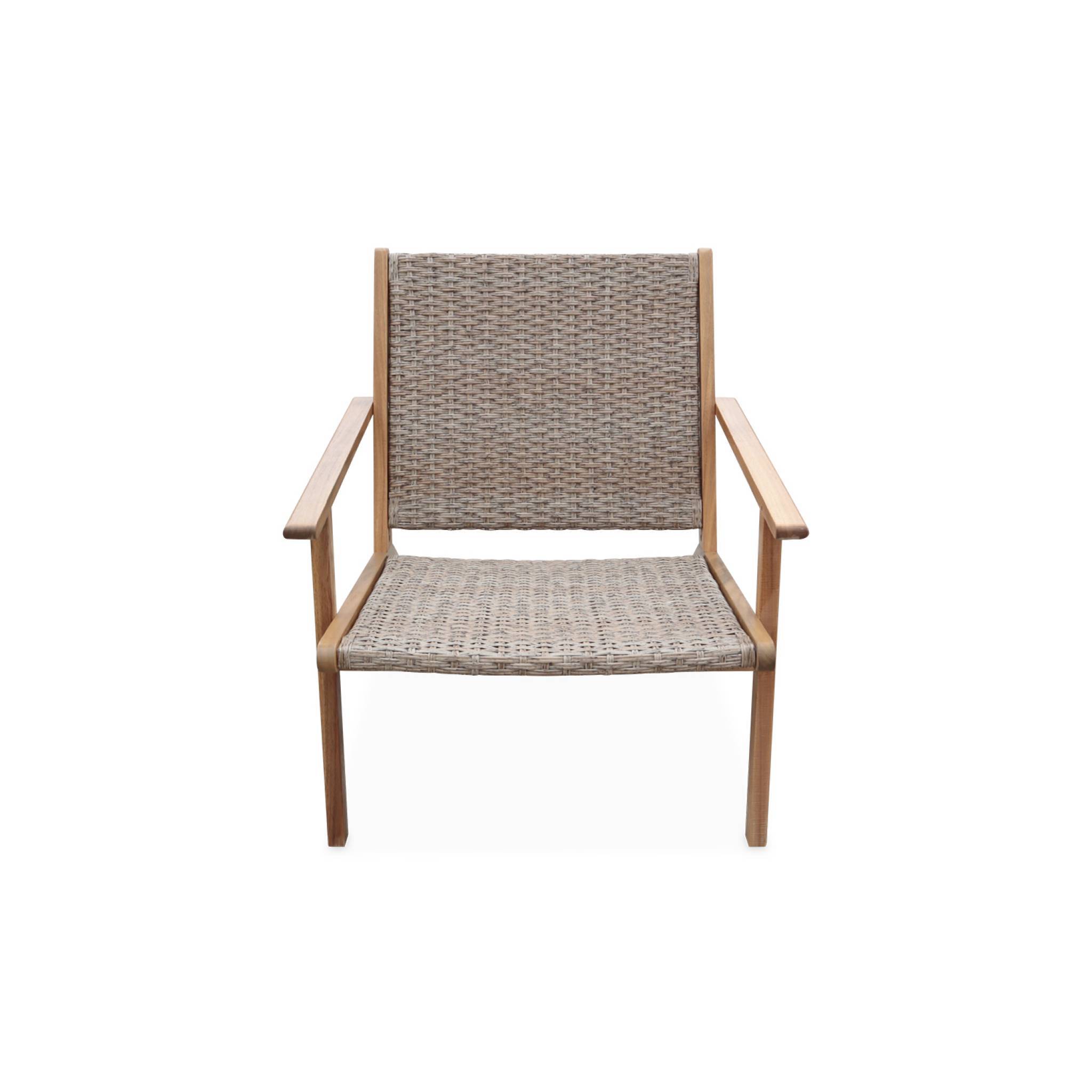 sweeek - Fauteuil relax en bois d'acacias et résine. dossier et assise effet paillage. 62 x 78 x 67 cm BELIZE | sweeek - Image 5