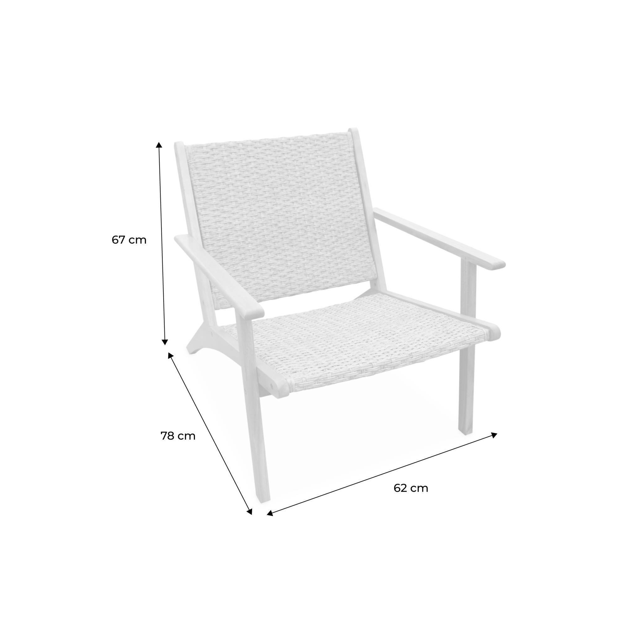 sweeek - Fauteuil relax en bois d'acacias et résine. dossier et assise effet paillage. 62 x 78 x 67 cm BELIZE | sweeek - Image 4