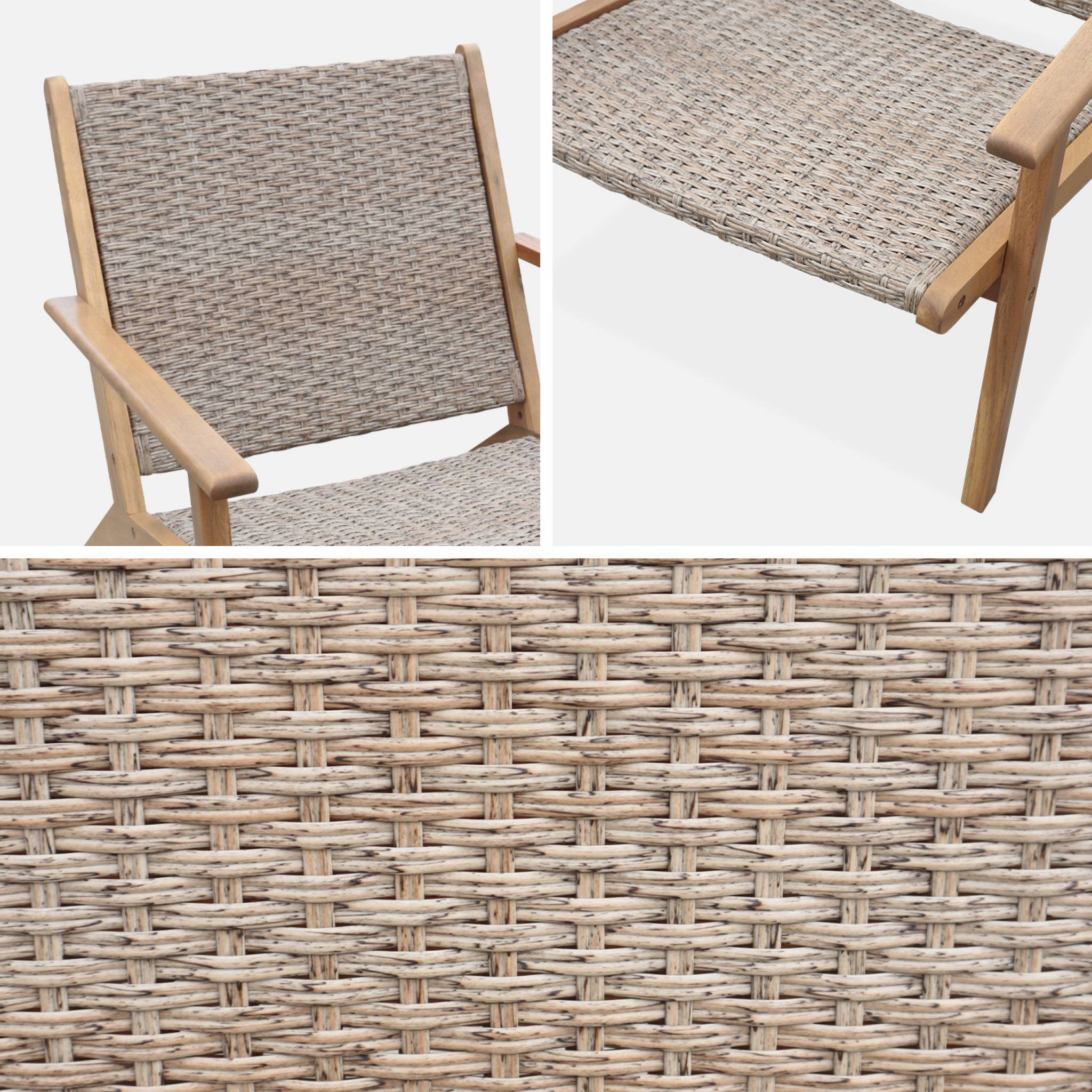 sweeek - Fauteuil relax en bois d'acacias et résine. dossier et assise effet paillage. 62 x 78 x 67 cm BELIZE | sweeek - Image 6