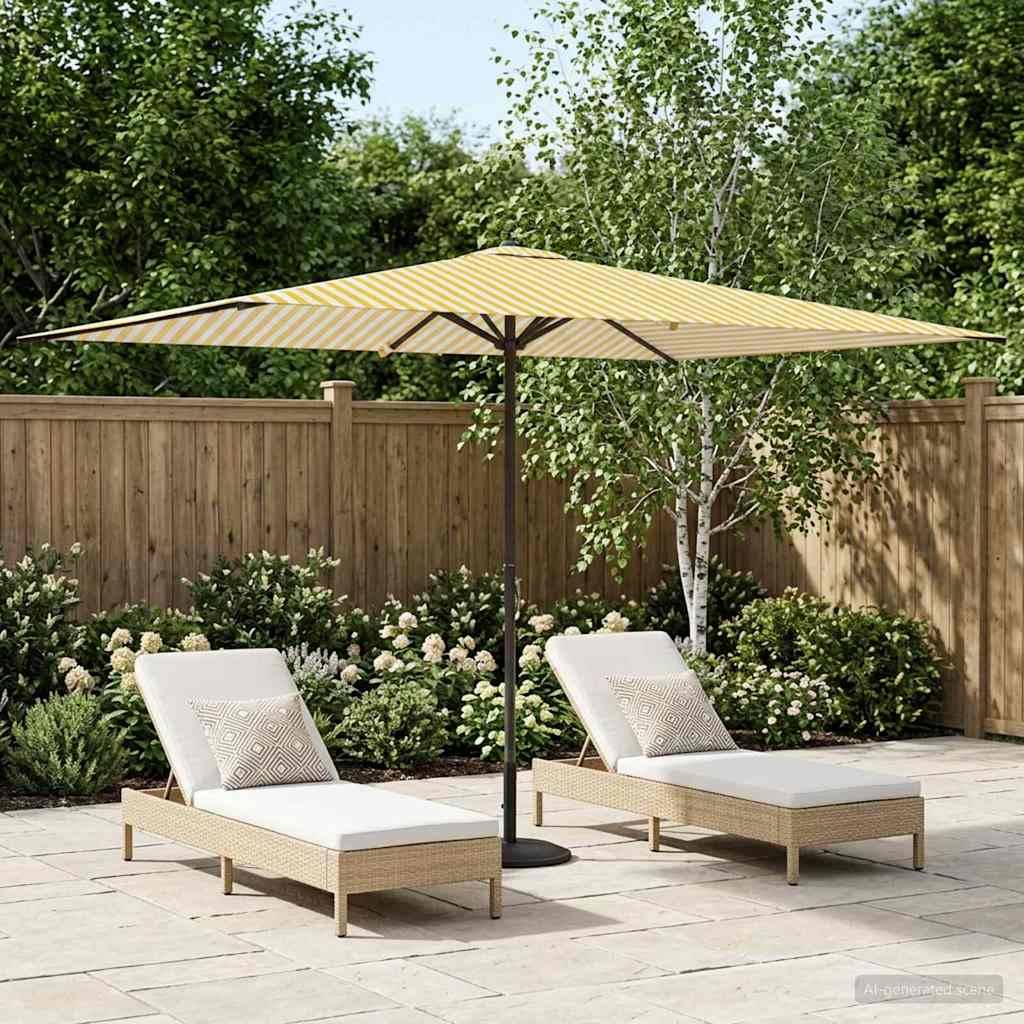 Parasol polyester jaune et blanc 290 x 190 x 223 cm - PANGIVO - Image 1