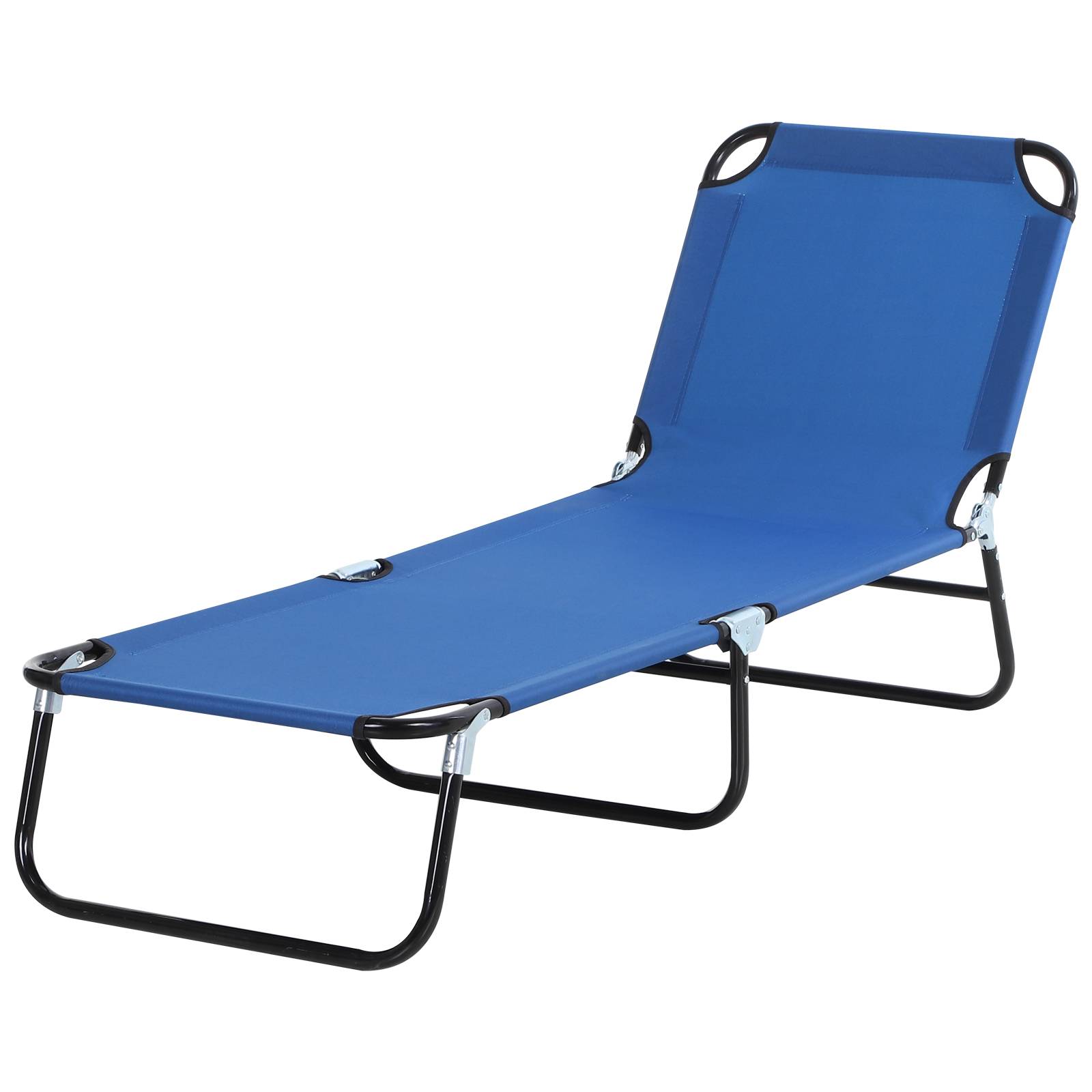 Transat Pliable Inclinable 5 Positions, 120 kg, Jardin/Piscine/Terrasse/Camping, 188 x 56 x 28 cm, Bleu - Image 1