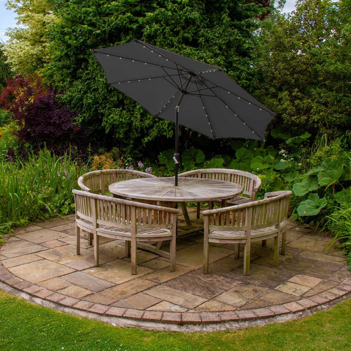 Monstershop - Parasol Gris 270 cm avec 32 LED's Intégrés - Image 4
