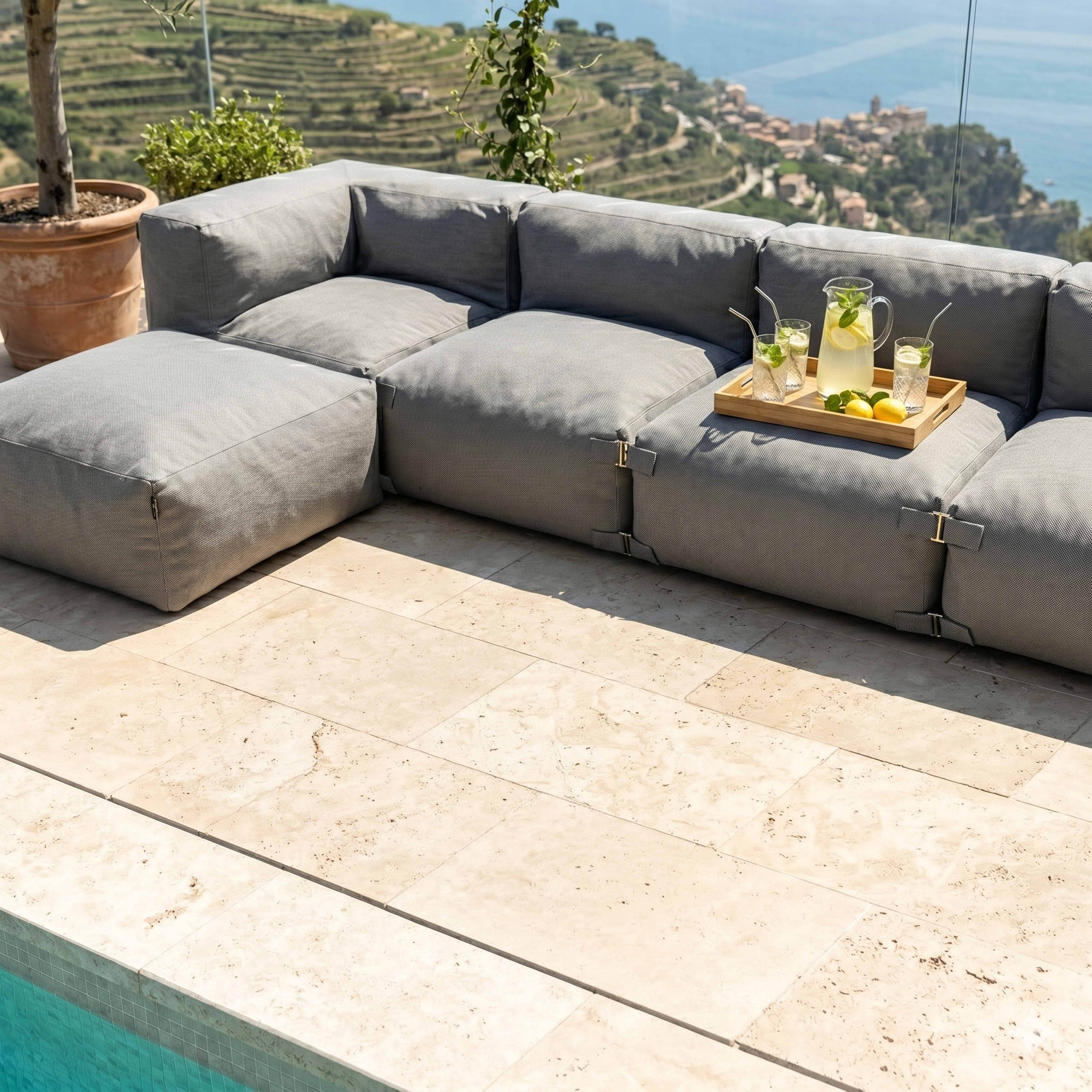 Oviala - Canapé d'angle de jardin modulable 6 places gris Mixi - Oviala - Image 3