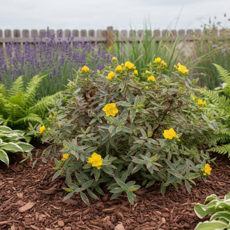 Millepertuis Tricolor à fleurs Jaune - feuillage Persistant - Pot de 7,5L - 40/60 cm-  hauteur à maturité De 0,50 m à 1,00 m - Imagen 3