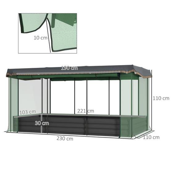 PANGIVO - Bac de jardin en acier avec filet de protection pour oiseaux, gris foncé, 230 x 110 x 110 cm - PANGIVO - Image 3