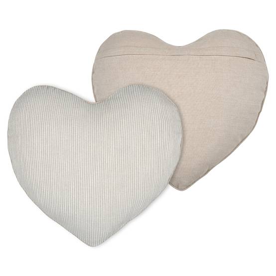 Lovely Casa - Coussin cœur rayures poly-coton - LOVELY CASA - Coton - Naturel - Image 3