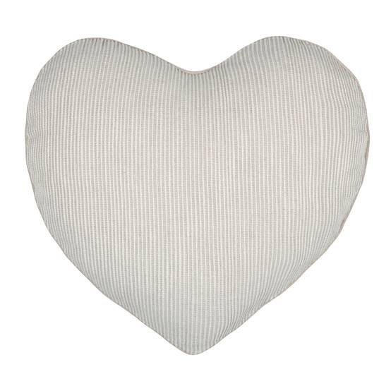 Lovely Casa - Coussin cœur rayures poly-coton - LOVELY CASA - Coton - Naturel - Image 1