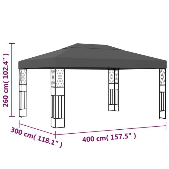 Tonnelle - Tente de réception - Barnum 3x4 m Anthracite Tissu - MEUBLE PRO - Image 6