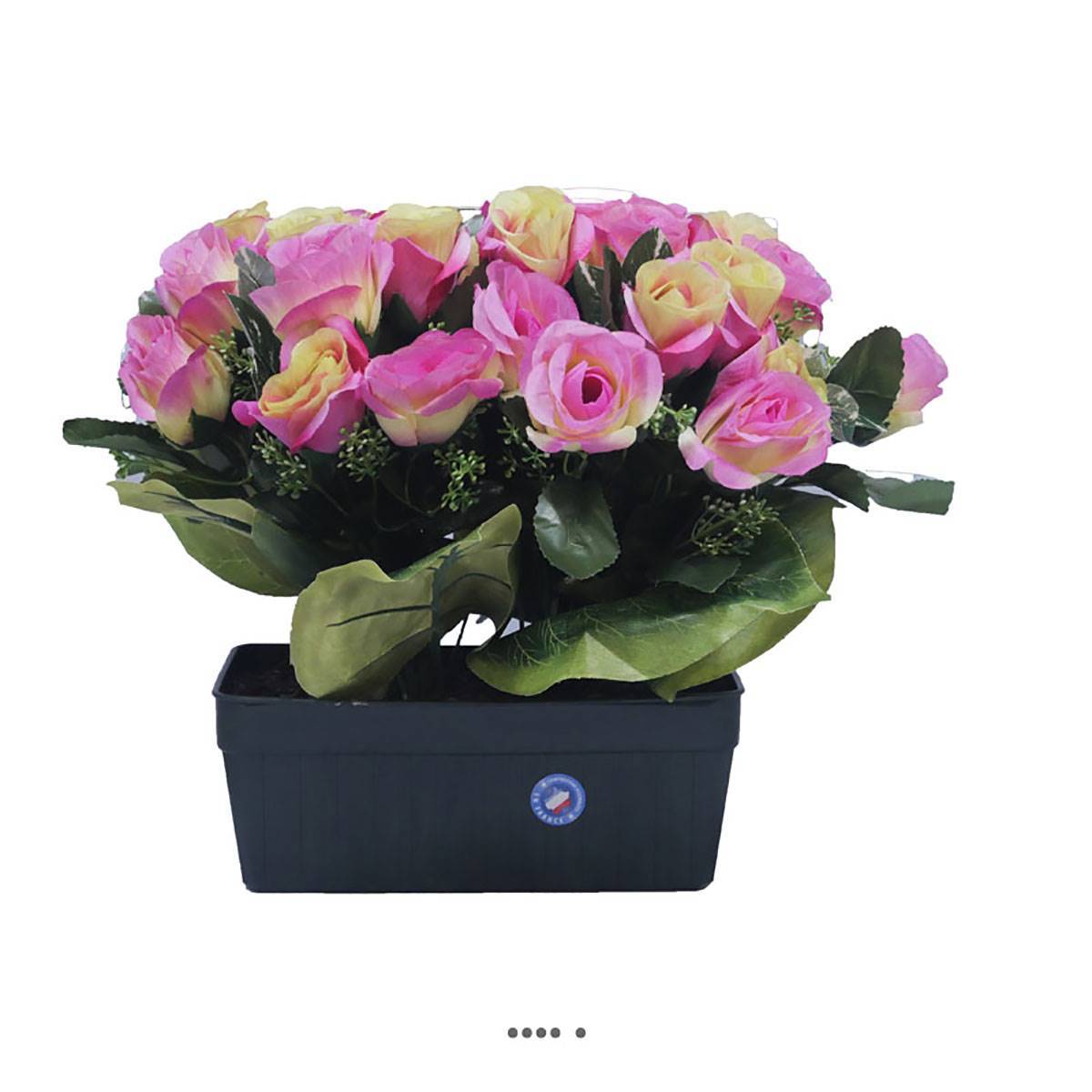 Jardinière funéraire fleurs artificielles cimetière boutons de roses Lavande - couleur: Lavande - Image 2