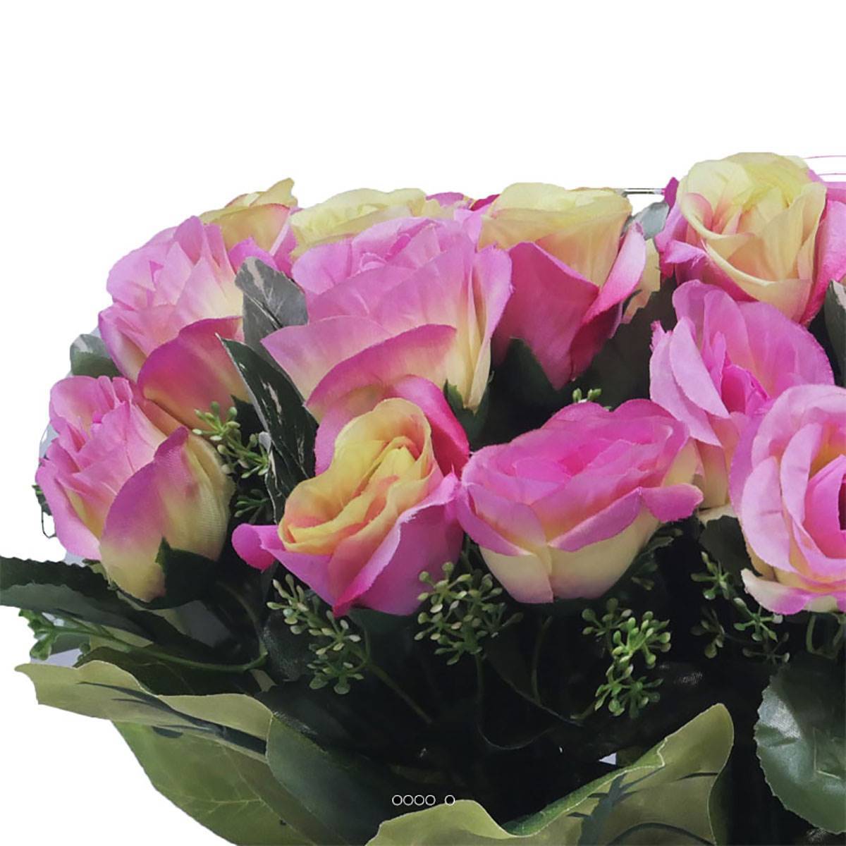 Jardinière funéraire fleurs artificielles cimetière boutons de roses Lavande - couleur: Lavande - Image 3