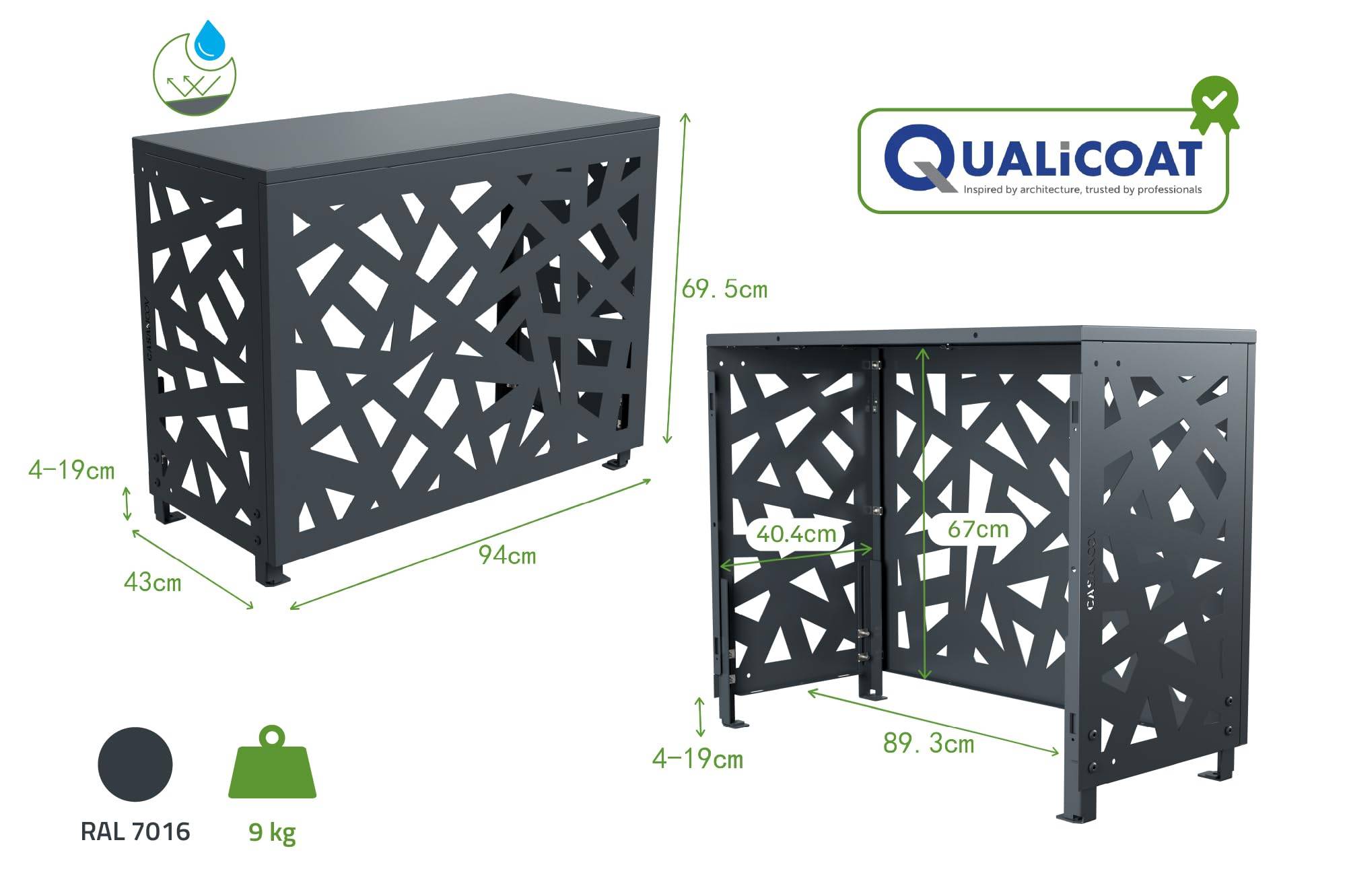 CASANOOV - Casanoov Cache clim & pompe à chaleur ANETO RUIVO aluminium gris - taille S - Image 3