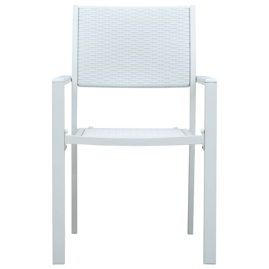Chaises de jardin lot de 4 blanc plastique aspect rotin 58.5 x 53.5 x 88.5 cm - PANGIVO - Image 3