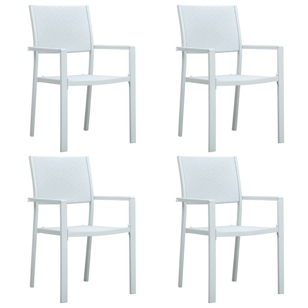 Chaises de jardin lot de 4 blanc plastique aspect rotin 58.5 x 53.5 x 88.5 cm - PANGIVO - Image 1
