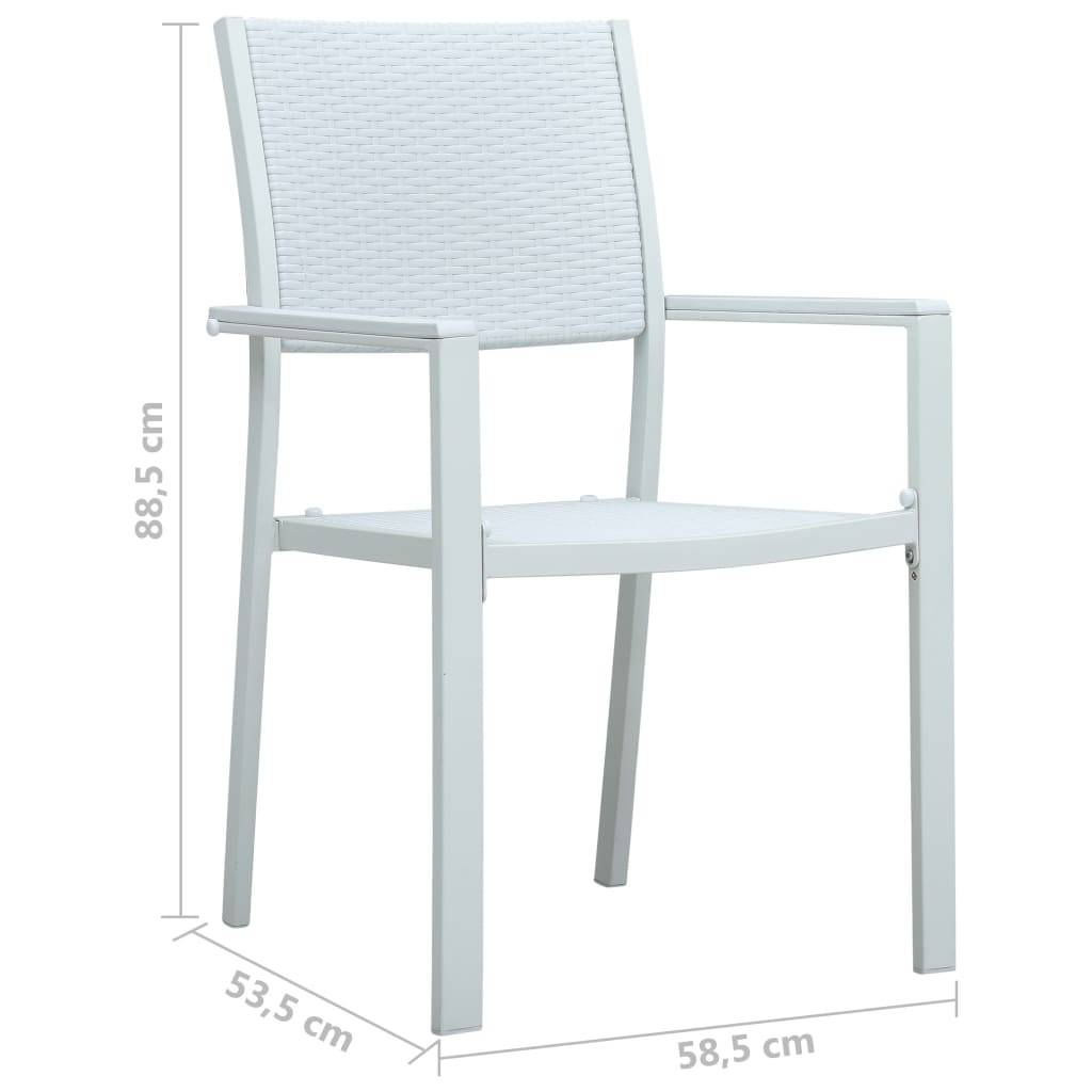 Chaises de jardin lot de 4 blanc plastique aspect rotin 58.5 x 53.5 x 88.5 cm - PANGIVO - Image 9