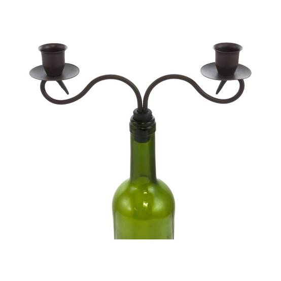 ° Bougeoir bouteille 2 supports en métal marron 23 x 16.5 cm Chemin de campagne - Imagen 1