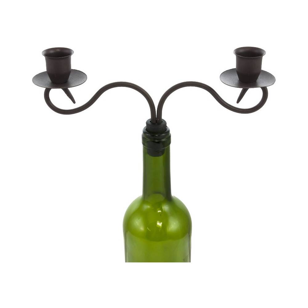 ° Bougeoir bouteille 2 supports en métal marron 23 x 16.5 cm Chemin de campagne - Imagen 1