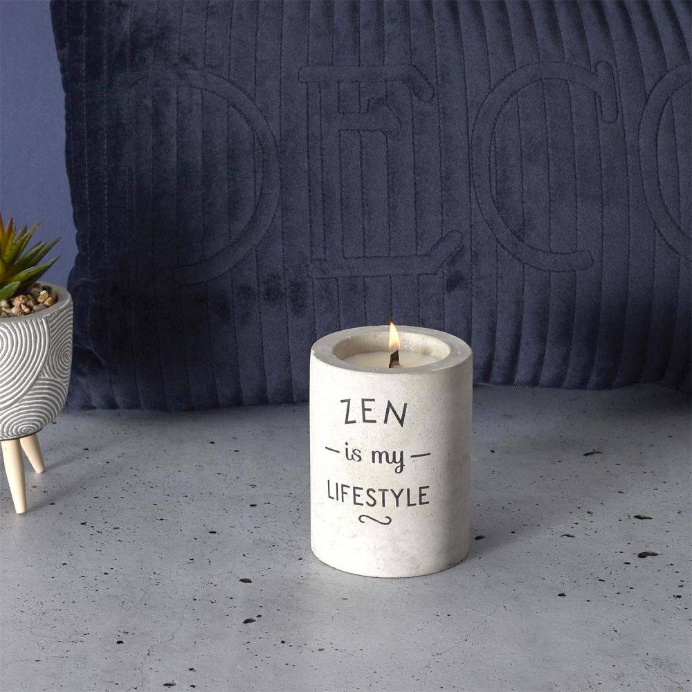 The Home Deco Factory - Bougie avec pot en ciment (Lot de 4) - Imagen 2