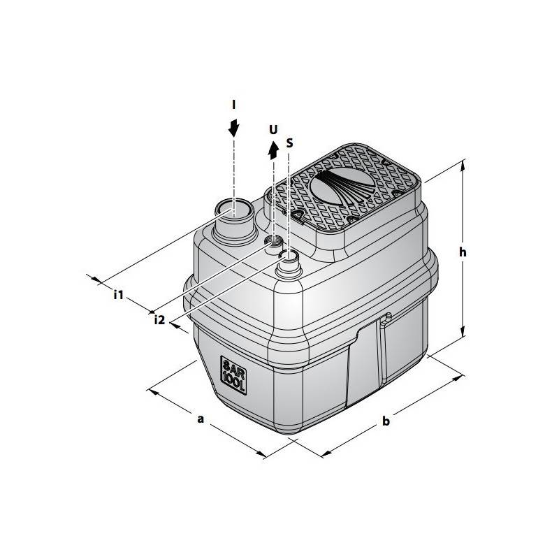 Station de relevage 100L Pedrollo SAR100RXm320 - Pompe a eau 0,55 kW jusqu'à 10,8 m3/h monophasé 220V - Image 5