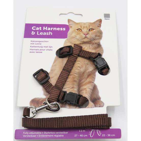 Harnais et laisse de 1,10 mètre chocolat pour chat - Image 3