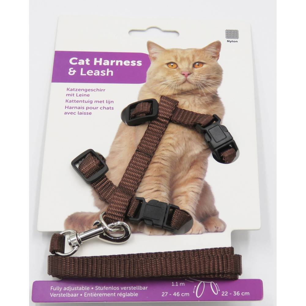 Harnais et laisse de 1,10 mètre chocolat pour chat - Imagen 3